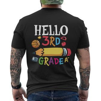 Hello 3Rd Grade Pencil Back To School First Day Of School Men's Crewneck Short Sleeve Back Print T-shirt - Monsterry CA