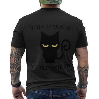 Hello Darkness My Old Friend Cat Halloween Quote Men's Crewneck Short Sleeve Back Print T-shirt - Monsterry