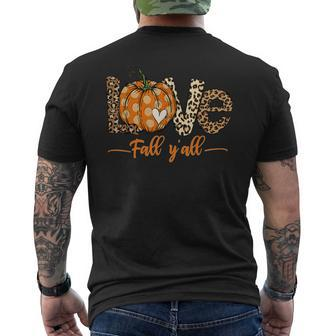 Hello Fall Pumpkin Love Fall Yall Leopard Peace Love Fall Men's T-shirt Back Print - Thegiftio UK