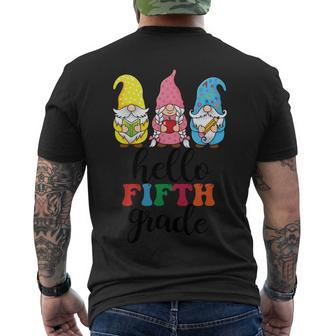 Hello Fifth Grade School Gnome Teacher Students Graphic Plus Size Shirt Men's Crewneck Short Sleeve Back Print T-shirt - Monsterry