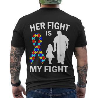 Her Fight Is My Fight Autism Awareness Dad Daughter Men's Crewneck Short Sleeve Back Print T-shirt - Monsterry