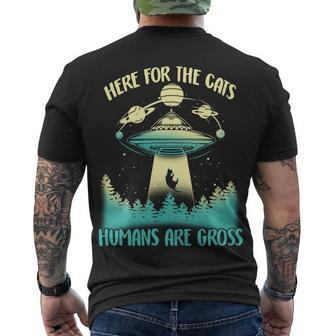 Here For The Cats Humans Are Gross Men's Crewneck Short Sleeve Back Print T-shirt - Monsterry