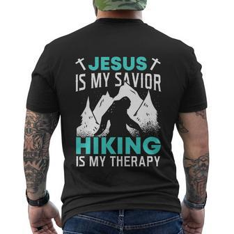 Hiking National Park Hike Mountain Funny Jesus Hiker Men's Crewneck Short Sleeve Back Print T-shirt - Monsterry CA