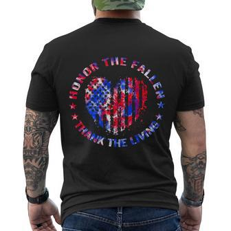 Honor The Fallen Thank The Living Heart Memorial Day Men's T-shirt Back Print - Thegiftio UK