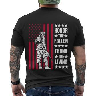 Honor The Fallen Thank The Living Memorial Day Vet Soldier Men's T-shirt Back Print - Thegiftio UK