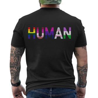 Human Flag Lgbt Gay Pride Tshirt Men's Crewneck Short Sleeve Back Print T-shirt - Monsterry AU