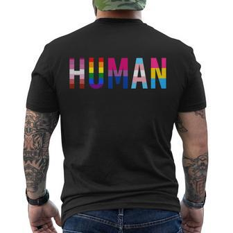 Human Lgbt Flag Gay Pride Month Transgender Rainbow Lesbian Gift Tshirt Men's Crewneck Short Sleeve Back Print T-shirt - Monsterry