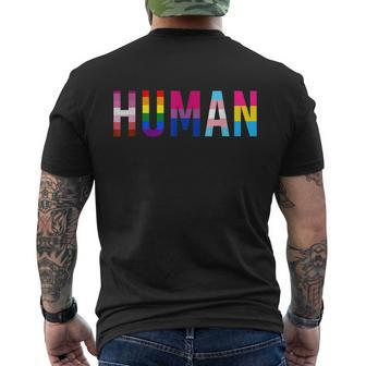 Human Lgbt Flag Gay Pride Month Transgender Rainbow Lesbian Tshirt Men's Crewneck Short Sleeve Back Print T-shirt - Monsterry AU