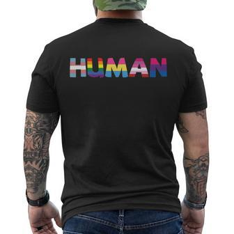 Human Lgbt Gay Pride Lesbian Bisexual Ally Quote Men's Crewneck Short Sleeve Back Print T-shirt - Monsterry