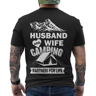 Husband And Wife Camping Partners For Life Tshirt Men's Crewneck Short Sleeve Back Print T-shirt - Monsterry