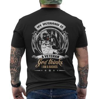 My Husband Is A Veteran God Thinks I Am A Badass Men's T-shirt Back Print - Thegiftio UK