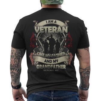 I Am A Veteran Like My Father And My Grandfather Before Me Men's Crewneck Short Sleeve Back Print T-shirt - Monsterry UK