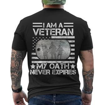 I Am A Veteran My Oath Never Expires Dog Tag Tshirt Men's Crewneck Short Sleeve Back Print T-shirt - Monsterry CA