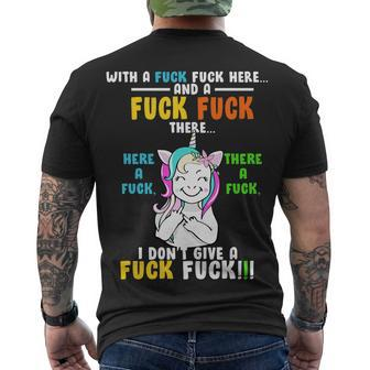 I Dont Give A Fuck Fuck Offensive Funny Unicorn Men's Crewneck Short Sleeve Back Print T-shirt - Monsterry DE