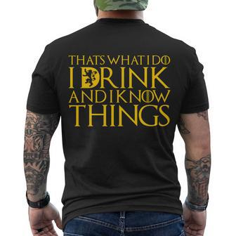 I Drink And Know Things Tshirt Men's Crewneck Short Sleeve Back Print T-shirt - Monsterry