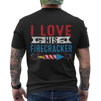 I Love His Firecracker Matching Couple 4Th Of July For Her Men's Crewneck Short Sleeve Back Print T-shirt - Monsterry AU