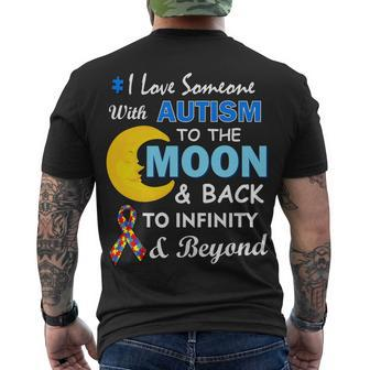 I Love Someone With Autism To The Moon & Back V2 Men's Crewneck Short Sleeve Back Print T-shirt - Monsterry CA