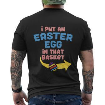I Put Easter Egg In Basket Funny Pregnancy Announcement Dad Men's Crewneck Short Sleeve Back Print T-shirt - Monsterry