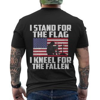 I Stand For The Flag Kneel For The Fallen Memorial Day Gift Men's Crewneck Short Sleeve Back Print T-shirt - Monsterry AU