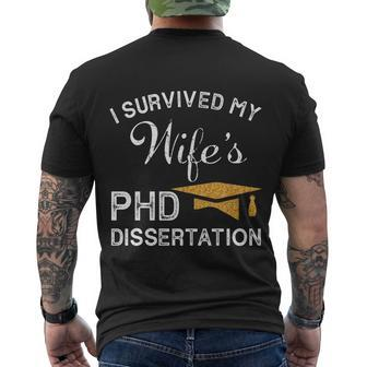 I Survived My Wifes Phd Dissertation For Husband Men's Crewneck Short Sleeve Back Print T-shirt - Monsterry CA