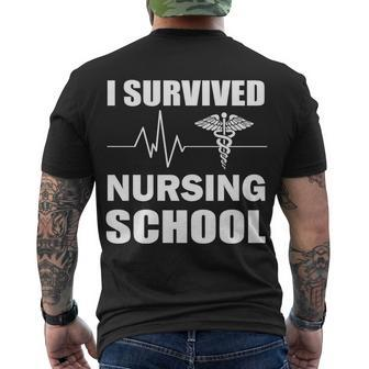 I Survived Nursing School Tshirt Men's Crewneck Short Sleeve Back Print T-shirt - Monsterry CA