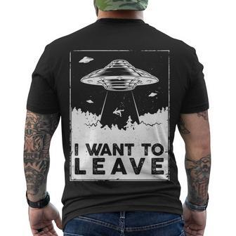 I Want To Leave Ufo Alien Men's Crewneck Short Sleeve Back Print T-shirt - Monsterry