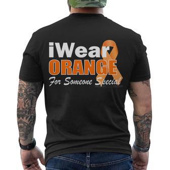 I Wear Orange For Someone I Love Leukemia Tshirt Men's Crewneck Short Sleeve Back Print T-shirt - Monsterry UK