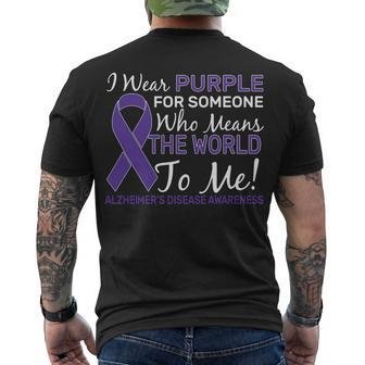 I Wear Purple Alzheimers Disease Awareness Tshirt Men's Crewneck Short Sleeve Back Print T-shirt - Monsterry
