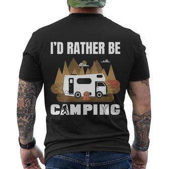 Id Rather Be Camping Gift Rv Van Camping Gift Saying Happy Camper Bear Gift Men's Crewneck Short Sleeve Back Print T-shirt - Monsterry UK