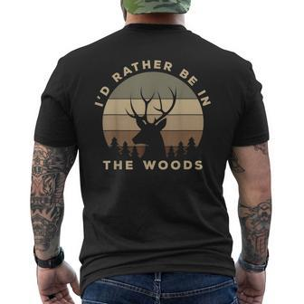 Id Rather Be In The Woods Buck Deer Hunting Men's T-shirt Back Print - Thegiftio UK