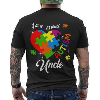 Im A Proud Autism Uncle Autism Awareness Matching Family Tshirt Men's Crewneck Short Sleeve Back Print T-shirt - Monsterry