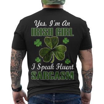 Im An Irish Girl I Speak Fluent Sarcasm Men's Crewneck Short Sleeve Back Print T-shirt - Monsterry DE