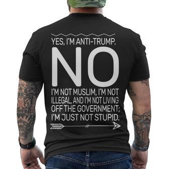 Im Anti Trump Not Stupid Men's Crewneck Short Sleeve Back Print T-shirt - Monsterry