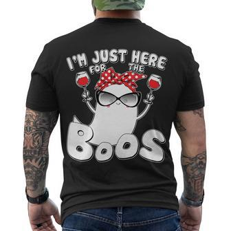 Im Just Here For The Boos Wine Lover Men's Crewneck Short Sleeve Back Print T-shirt - Monsterry