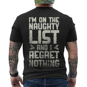 Im On The Naughty List And I Regret Nothing Men's Crewneck Short Sleeve Back Print T-shirt - Monsterry