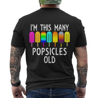 Im This Many Popsicles Old Funny 7Th Birthday Popsicle Cute Gift Men's Crewneck Short Sleeve Back Print T-shirt - Monsterry