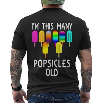 Im This Many Popsicles Old Funny 8Th Birthday Popsicle Gift Men's Crewneck Short Sleeve Back Print T-shirt - Monsterry