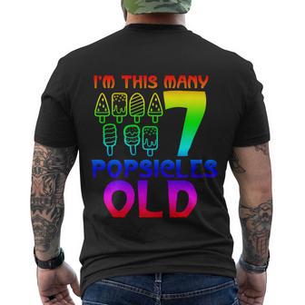 Im This Many Popsicles Old Funny Birthday For Men Women Great Gift Men's Crewneck Short Sleeve Back Print T-shirt - Monsterry