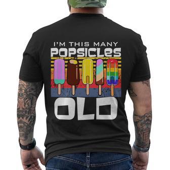 Im This Many Popsicles Old Funny Popsicle Birthday Cute Gift Men's Crewneck Short Sleeve Back Print T-shirt - Monsterry