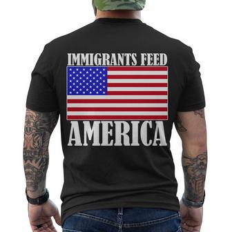 Immigrants Feed America Us Flag Men's Crewneck Short Sleeve Back Print T-shirt - Monsterry