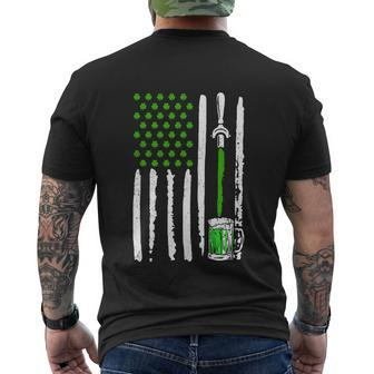Irish American Flag Draft Funny Beer Shamrock Men's Crewneck Short Sleeve Back Print T-shirt - Monsterry