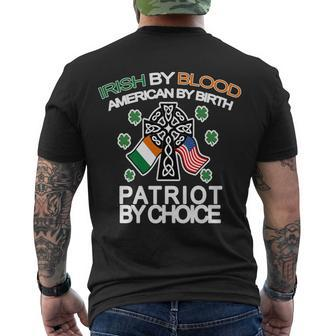 Irish By Blood American By Birth Patriotic By Choice Men's Crewneck Short Sleeve Back Print T-shirt - Monsterry