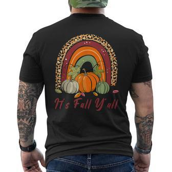 Its Fall Yall Leopard Rainbow Pumpkin Autumn Hello Men's T-shirt Back Print - Thegiftio UK