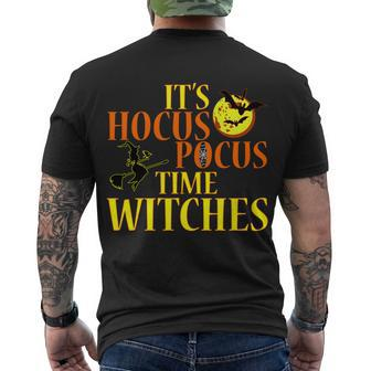Its Hocus Pocus Time Witches Halloween Tshirt Men's Crewneck Short Sleeve Back Print T-shirt - Monsterry