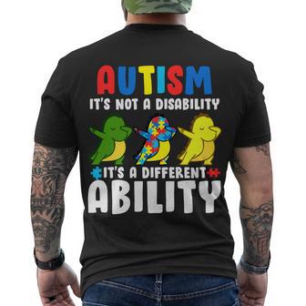 Its Not A Disability Ability Autism Dinosaur Dabbing Tshirt Men's Crewneck Short Sleeve Back Print T-shirt - Monsterry DE