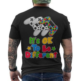 Its Ok To Be Different Autism Awareness Video Gamer Men's Crewneck Short Sleeve Back Print T-shirt - Monsterry CA