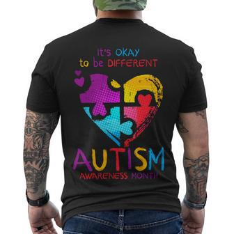 Its Okay To Be Different Autism Awareness Month Tshirt Men's Crewneck Short Sleeve Back Print T-shirt - Monsterry UK