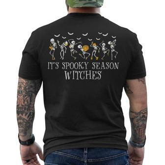 Its Spooky Season Witches Dancing Skeleton Halloween Witch Men's T-shirt Back Print - Seseable
