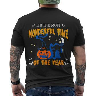 Its The Most Wonderful Time Of The Year Halloween Pumpkin Black Cat Men's T-shirt Back Print - Thegiftio UK