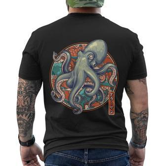 Japanese Kracken Octopus Monster Men's Crewneck Short Sleeve Back Print T-shirt - Monsterry CA